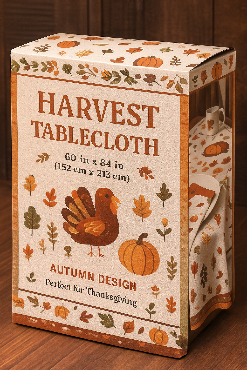 Thanksgiving Harvest Tablecloth with Matching Napkins