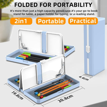 Multifunction Capacity Pencil Case with Book Stand for Reading Adjustable Book Holder Stationery Pen Bag Pouch School Supplies for Kids Teen Girls,Graduation/Birthday/Back to School Gifts