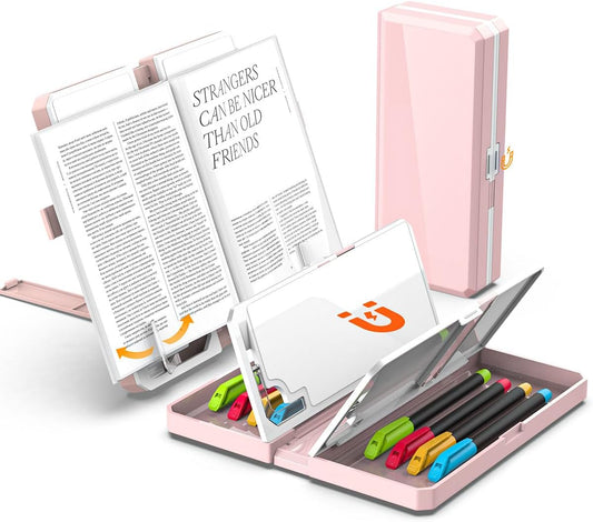 Multifunction Capacity Pencil Case with Book Stand for Reading Adjustable Book Holder Stationery Pen Bag Pouch School Supplies for Kids Teen Girls,Graduation/Birthday/Back to School Gifts