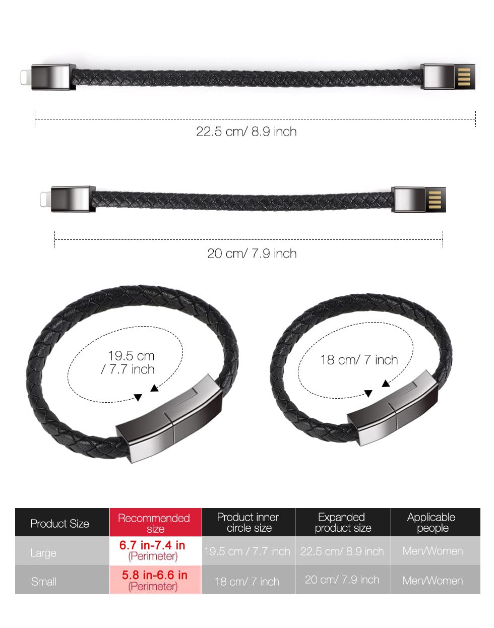Bracelet Charger Portable Short Charging Cable