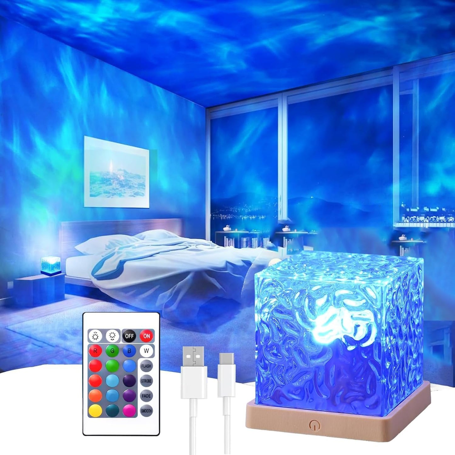 Ocean Wave Projector Light, 3D Holographic Water Ripple Romantic Ambient Lighting