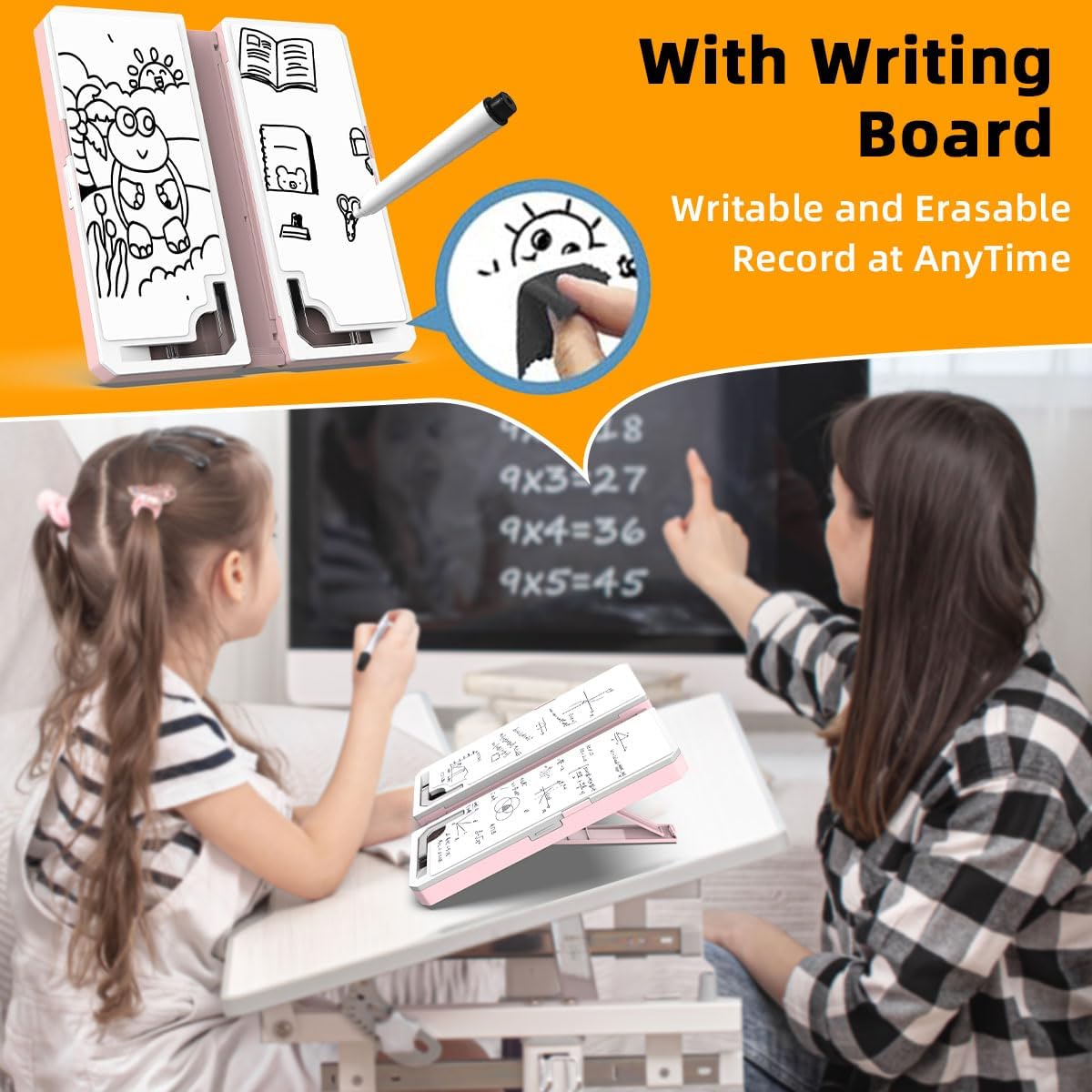 Multifunction Capacity Pencil Case with Book Stand for Reading Adjustable Book Holder Stationery Pen Bag Pouch School Supplies for Kids Teen Girls,Graduation/Birthday/Back to School Gifts