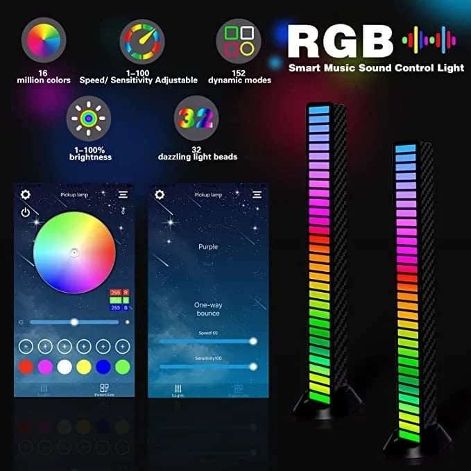 ⏰Wireless Sound Activated RGB Light Bar
