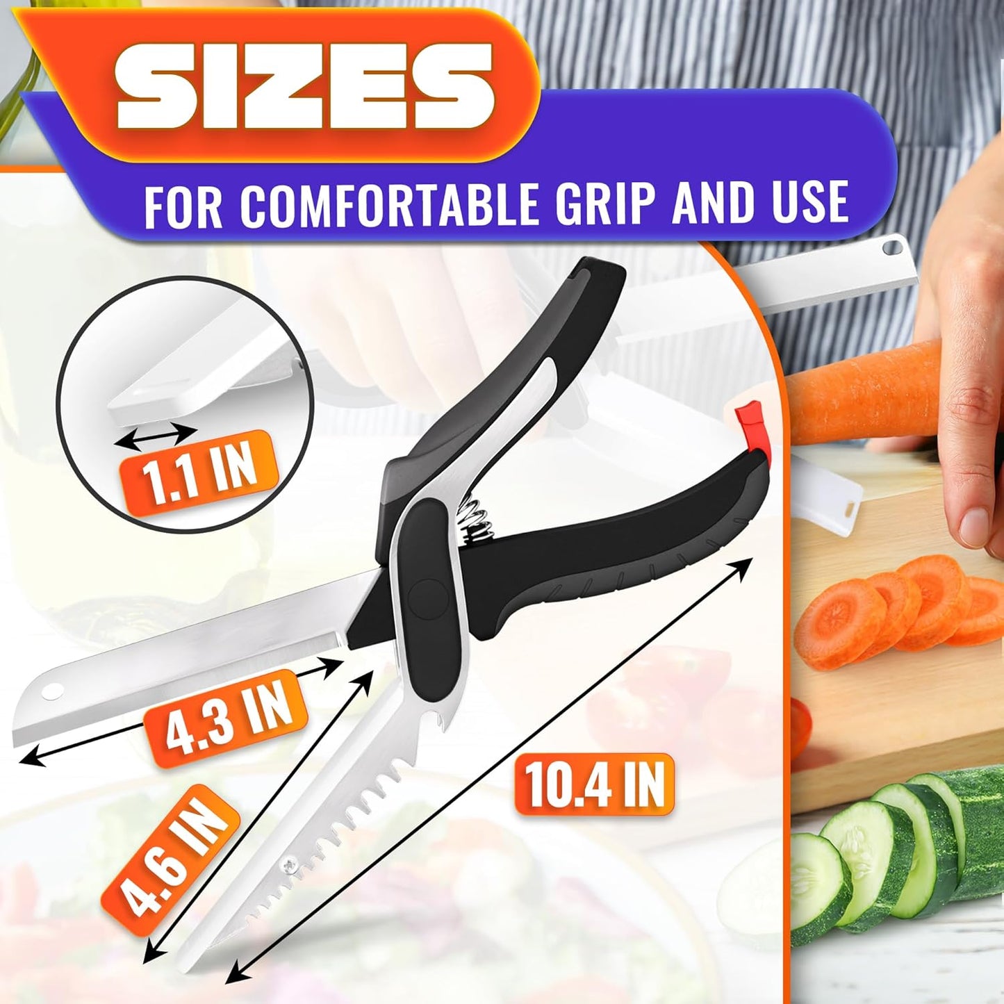 Kitchen Food Scissors – 2-in-1 Cutting Board Scissors