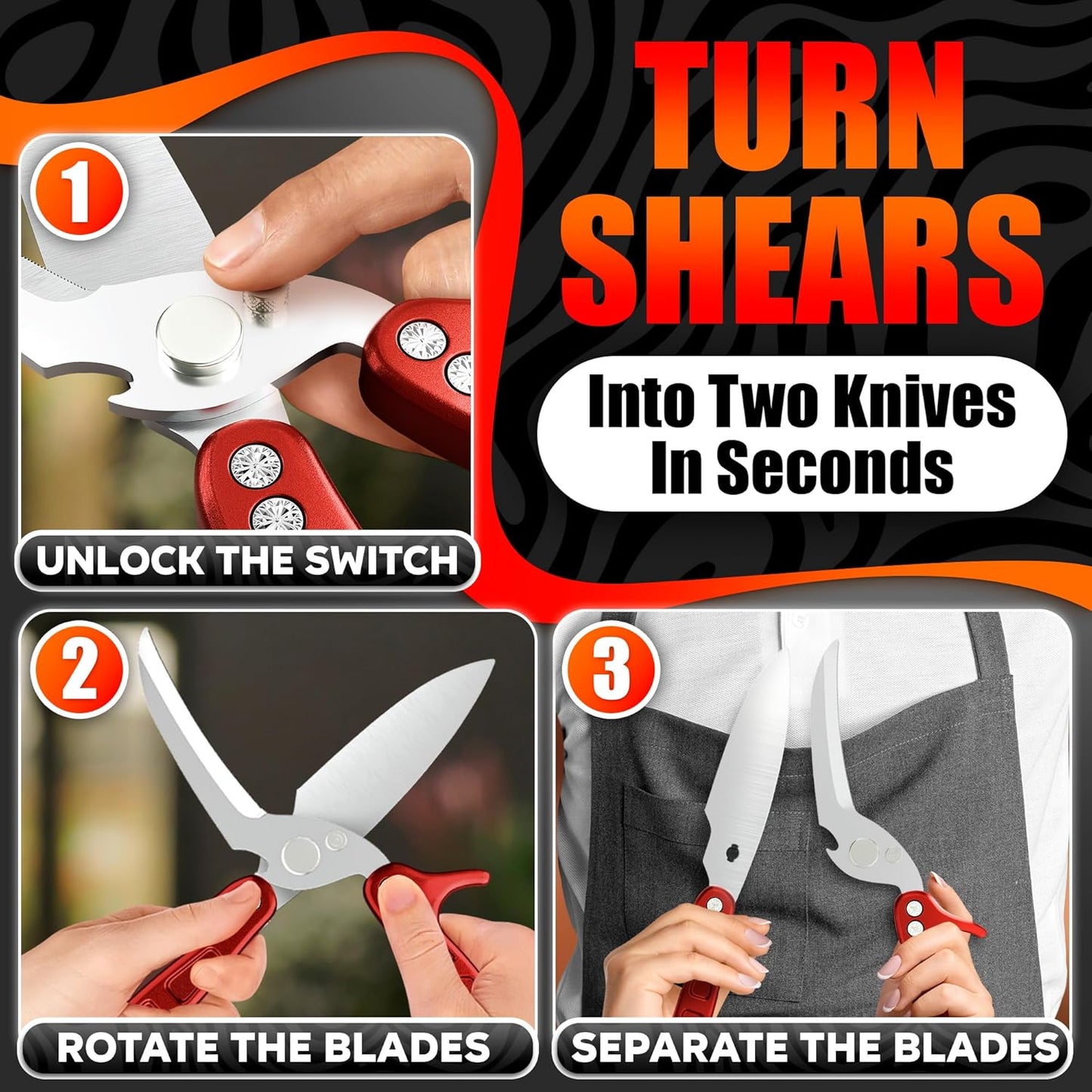 Kitchen Food Scissors – 2-in-1 Cutting Board Scissors