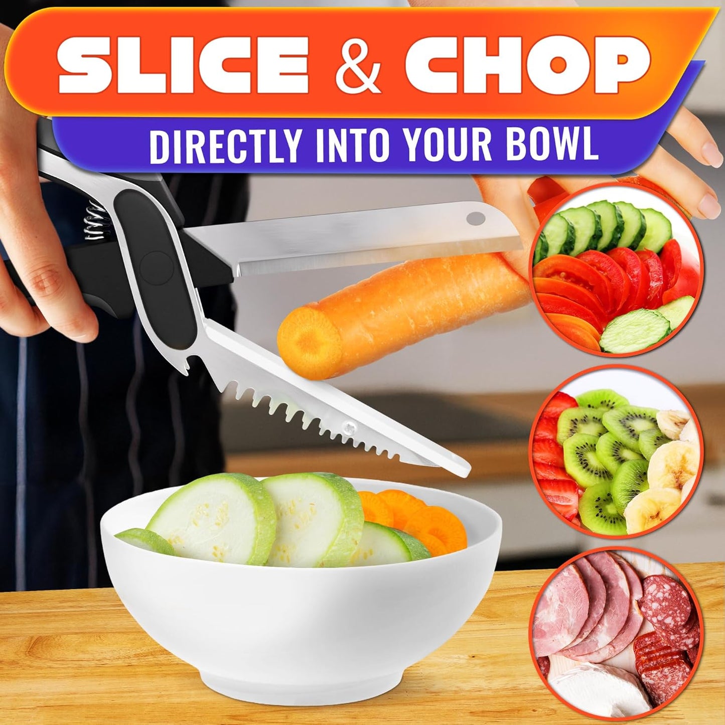 Kitchen Food Scissors – 2-in-1 Cutting Board Scissors