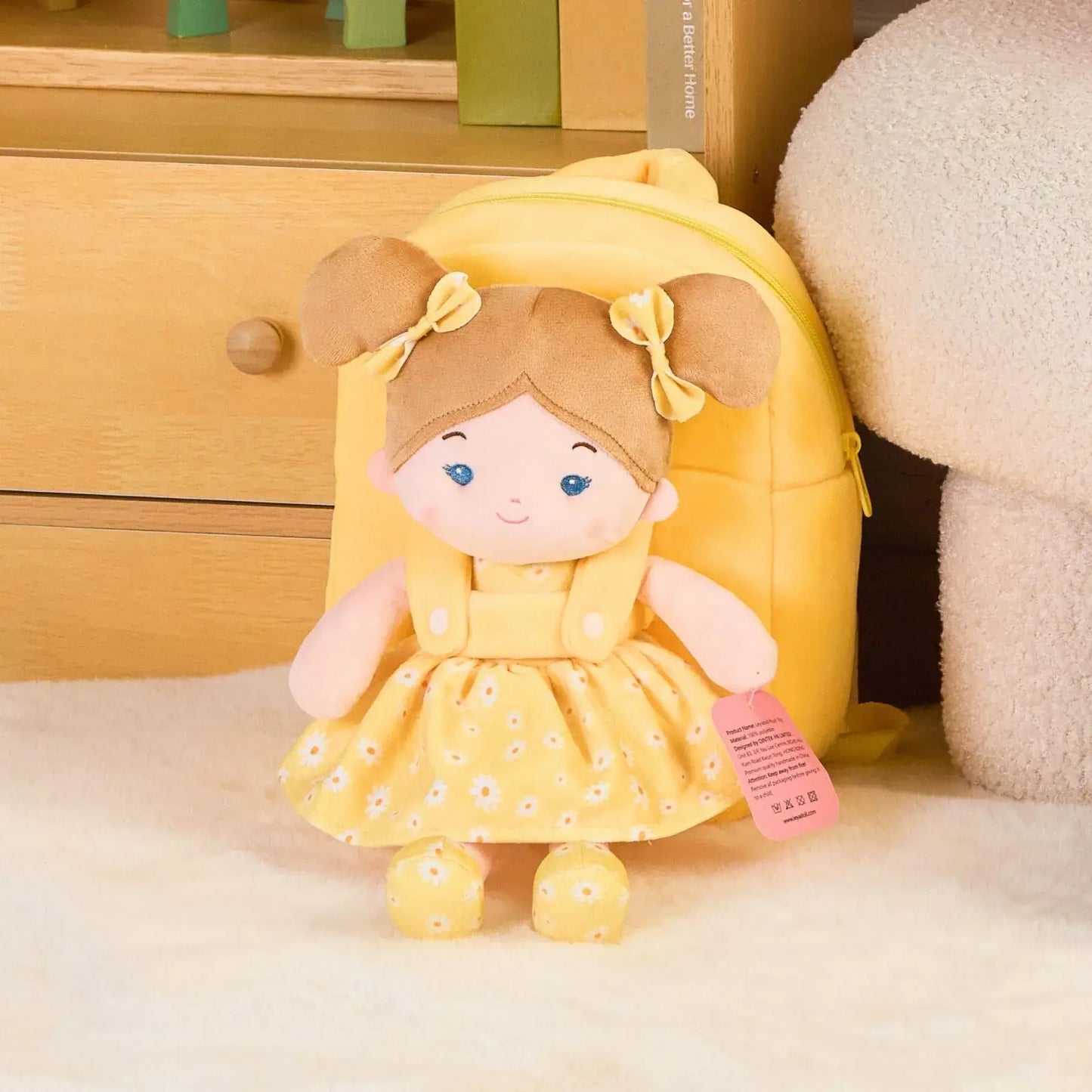 Personalized Daisy Girl Doll Backpack - Yellow