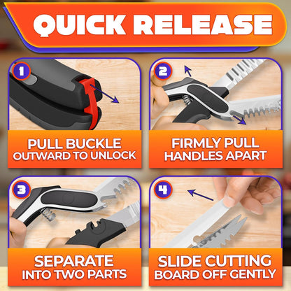 Kitchen Food Scissors – 2-in-1 Cutting Board Scissors