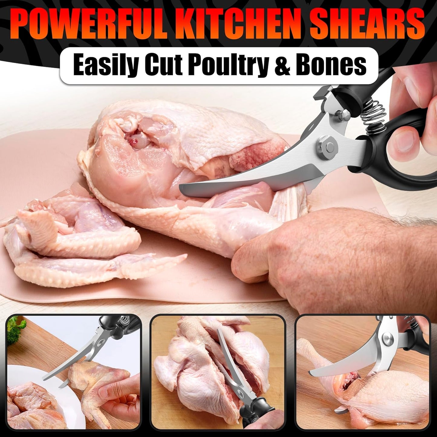 Kitchen Food Scissors – 2-in-1 Cutting Board Scissors
