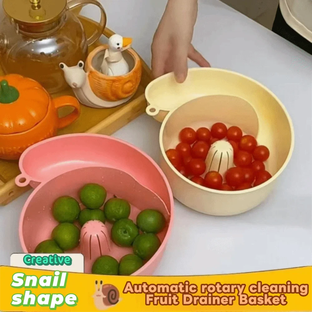 Creative Automatic Rotation Snail Shape Fruit Drainer Basket